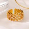 Luxury Zircon Ring For Women Gold Plated Stainless Steel Geometric Ring Hypoallergenic Wedding Christmas Jewelry Gift