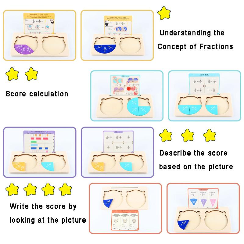 Children Fractional Score Disk Demonstrator Montessori Learning Arithmetic Numerator Denominator Math Preschool Teaching Aid Toy