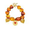 Stylish Geometric Resin Beaded Chain with Gold-Plated Inlaid Diamond Heart Pendant Jewelry Set