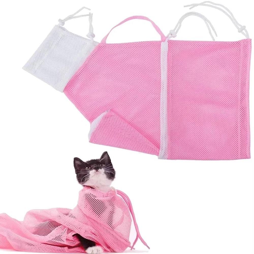 Mesh Cats Washing Bags Anti Scratch Cat Bathing Bag Multi-purpose Cat Grooming Shower Bag  Beauty