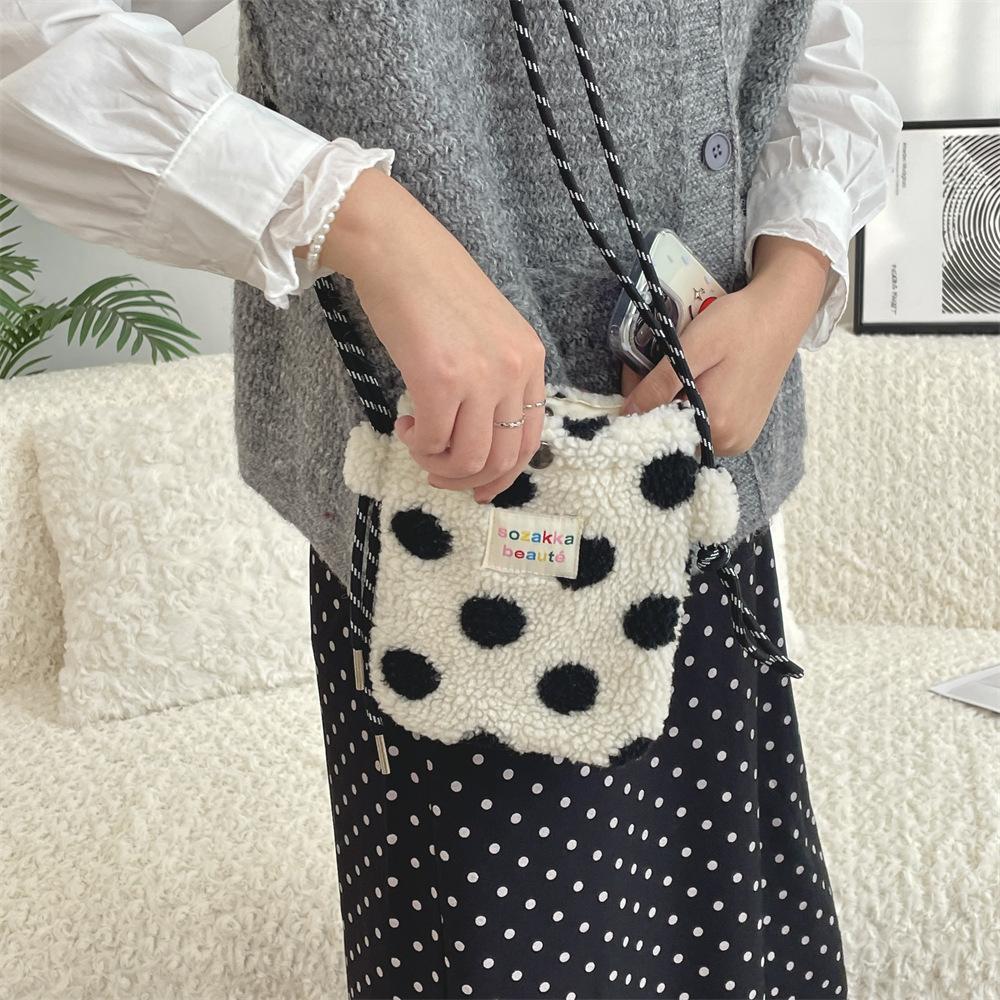 

Осенне-зимняя плюшевая любовь портативная сумка для хранения маленькая сумка через плечо сумка-мессенджер сумка для мобильного телефона косметичка отделочная сумка