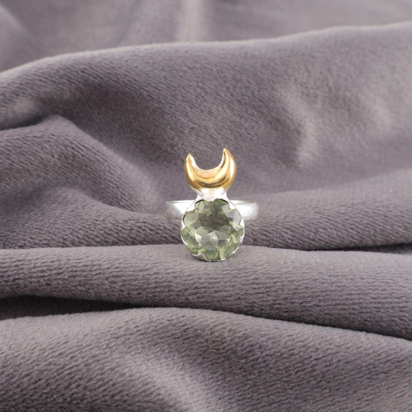 

Настоящий драгоценный камень зеленый аметист серебро 925 пробы ручная работа ювелирное изделие свадебное кольцо RR-58-14 13