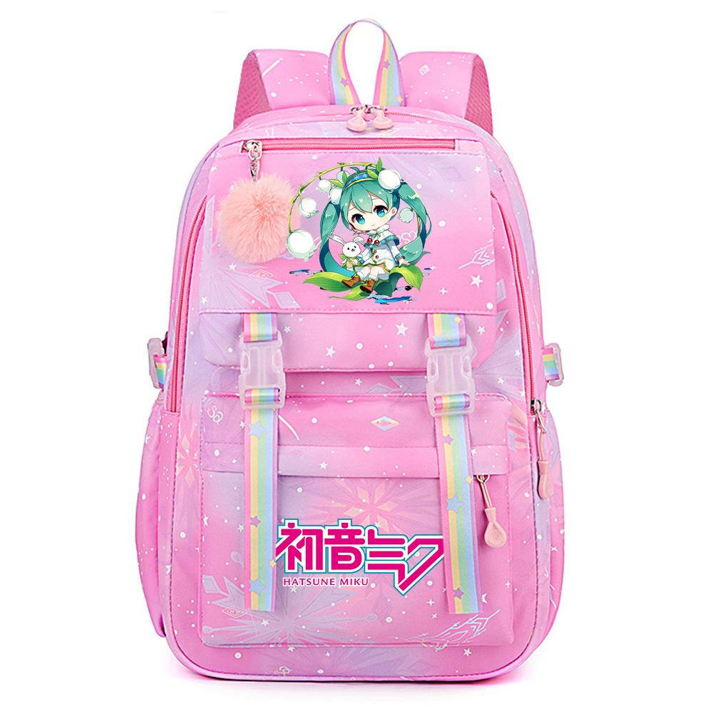 Anime Anime Hatsune Miku Bedruckter Rucksack mit großem Fassungsvermögen, wasserdicht, für Teenager, Schüler, Mädchen, Jungen, Schultasche, Büchertasche, Reisetasche