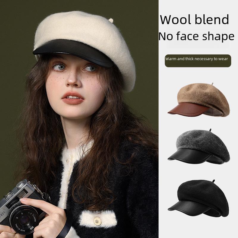 Women's Wool Beret: Autumn/Winter Fashion, All-Season Japanese Painter Style, Windproof and Warm (DMZ102)