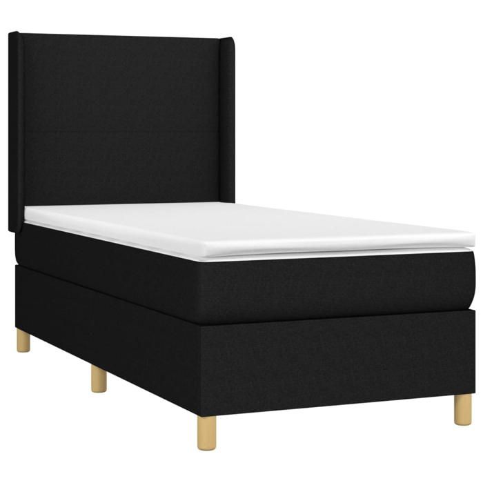 Maison Exclusive - Sommier à lattes de lit avec matelas Noir 90x200 cm Tissu