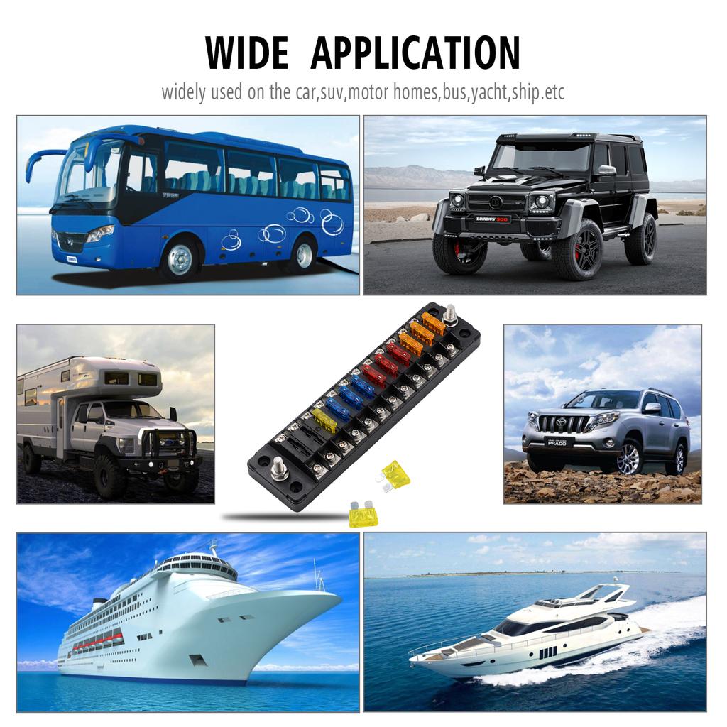 1 Unit 12 Boxes Fuse Box Fuse Marine Led Indicator Fuse Panel Cover and Fuse Automatic Replacement Fuse Block Directed Copper Screw