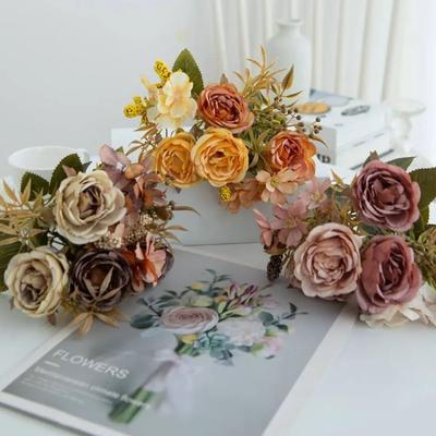 Artificial Flowers Silk Rose Peony Wedding Bridal Bouquet Home Outdoor Garden Bonsai Diy Gift Box Festival Party Scrapbook Decor