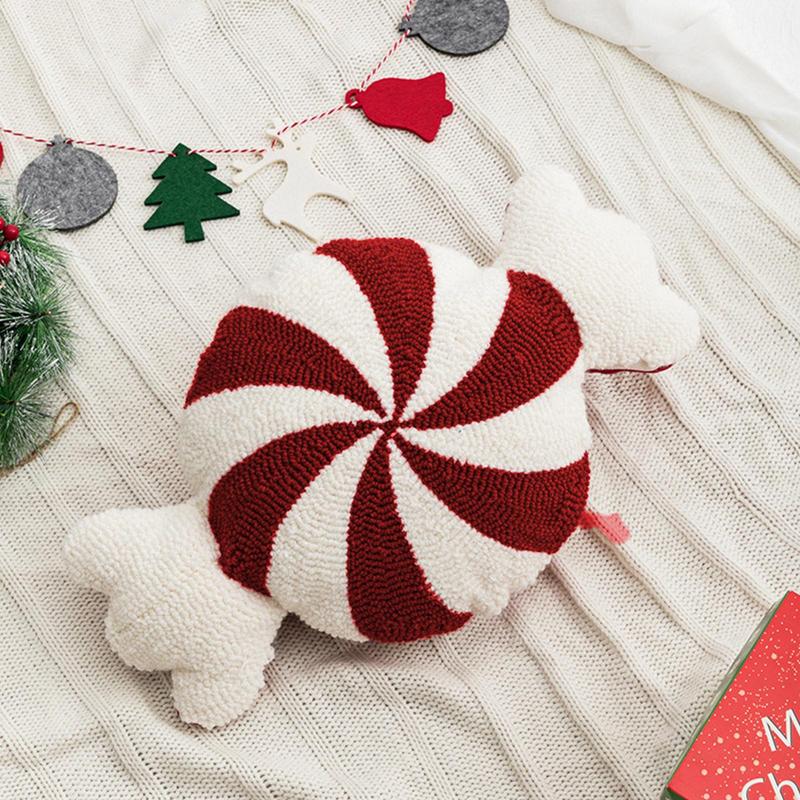 Christmas Candy Cane Throw Pillow Soft Sofa Cushion Festival Heteromorphic Decorative Pillow Doll For Christmas Decoration