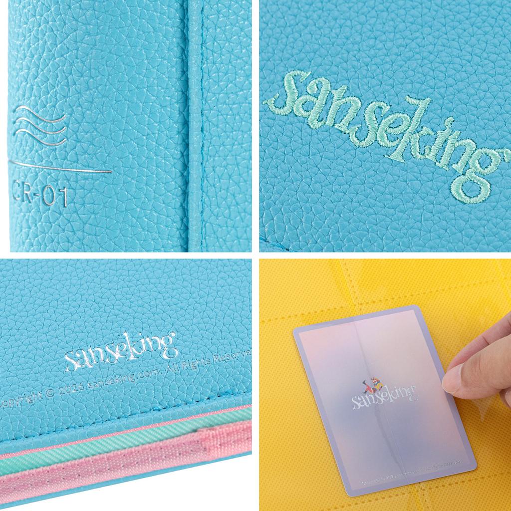 Sanseking Upgraded Blue 9-Pocket 360 Slots PU Leather Zipper Card Binder Album for Pokemon PTCG, Sports Trading Cards