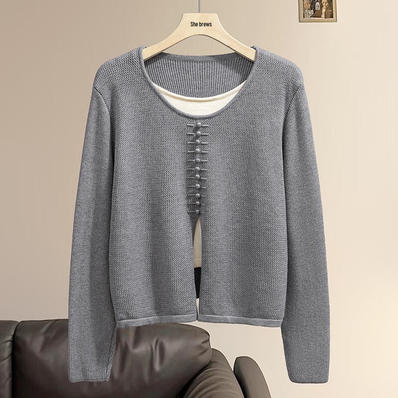 Women's Color-Block Mock Two-Piece Knit Sweater