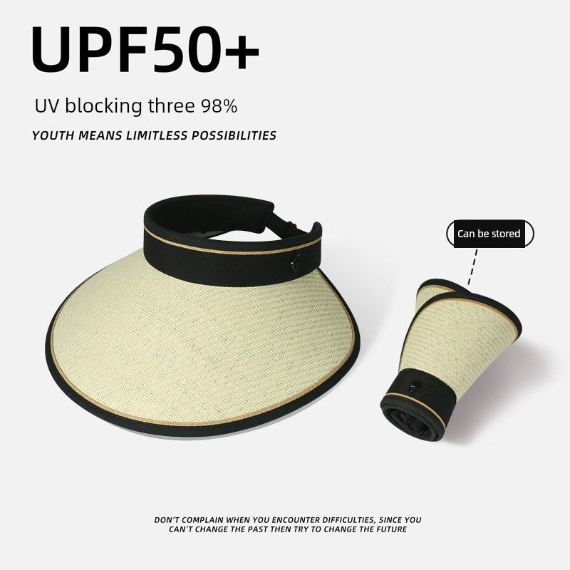 

Sun Protection Hat Air Top UV Raffia Sun Hat Topless Hat UV Protection Sun Hat Straw Hat Summer Female [Straw G Standard] creamy-white All yards