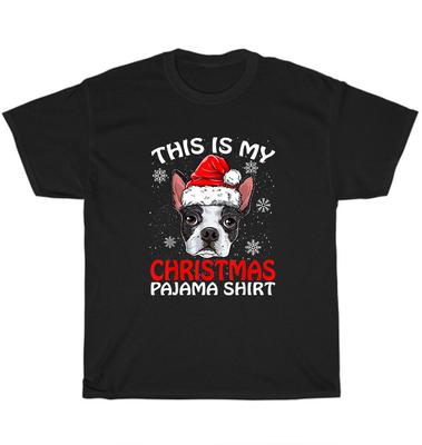 Boston Terrier Dies ist mein Weihnachts-Pyjama-Shirt Xmas Hundeliebhaber T-Shirt
