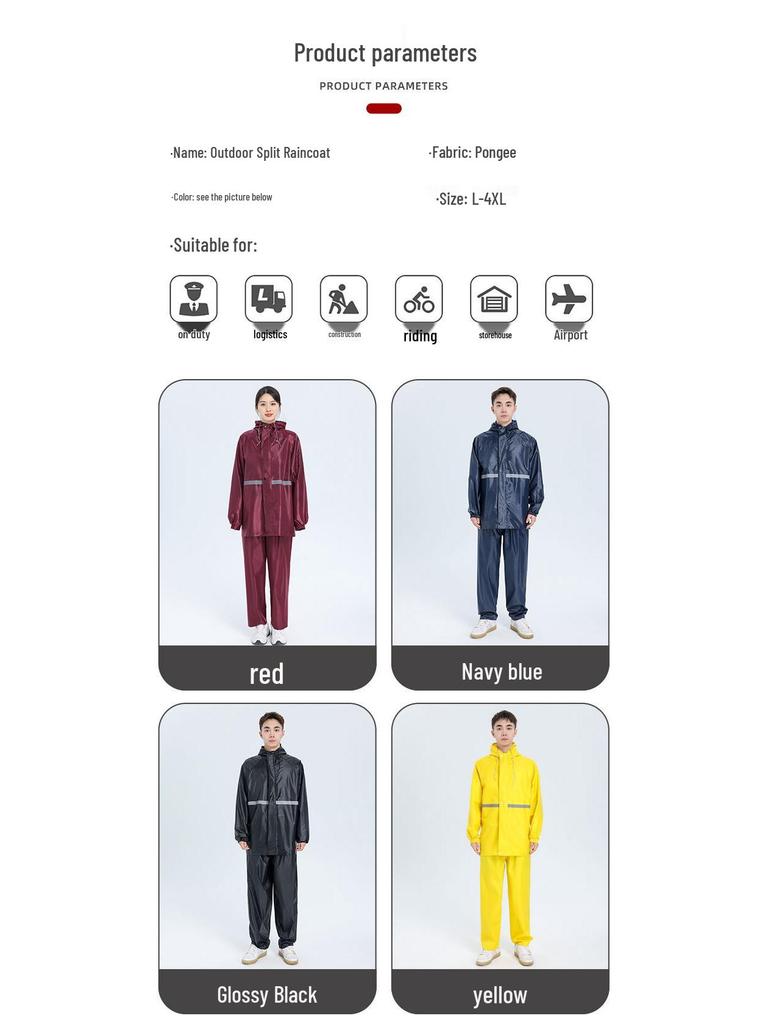 Men's & Women's Thickened Oxford Cloth Cycling Rain Suit: Black/Navy, Reflective & Wear-Resistant.