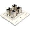 Female CAT6 RJ45 Wall Outlet With 4 Ports Shielded CAT.6 Network Socket Insert Keystone Jack Faceplate 86x86mm In White Color