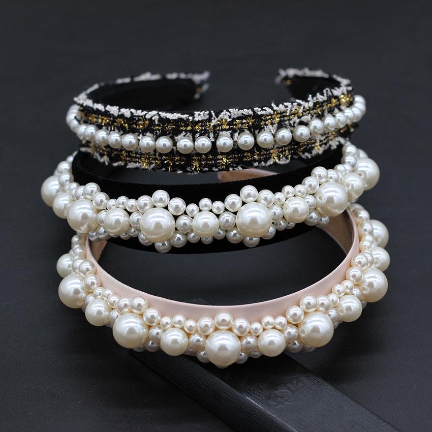 Baroque Style Handmade Pearl Patchwork Headband Hair Accessory