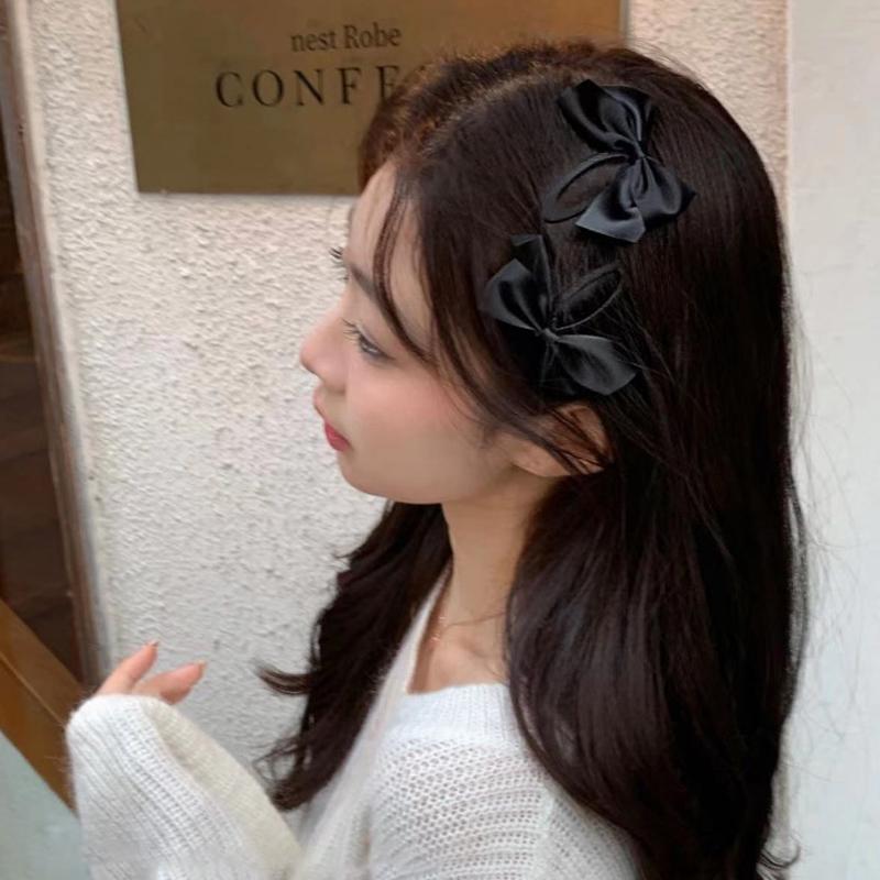 2Pcs Korean  Ribbon Bowknot Hair Clips Elegant Sweet Bow Hairpin Barrettes Bb Clips For Women Girl Hair Accessories