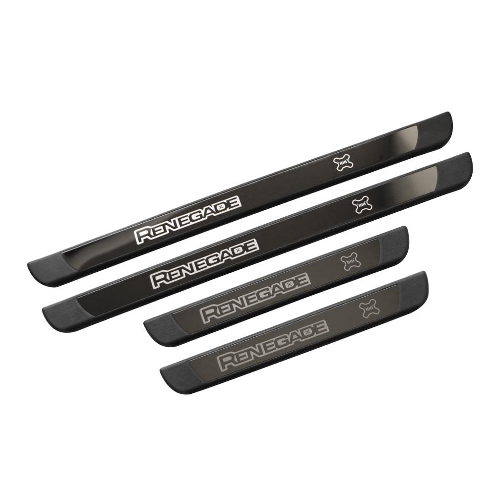 Black Stainless Steel Door Sill Scuff Plate Guards For Jeep Renegade 2015-2018