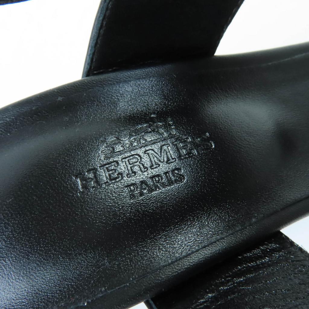 Hermes Sandalen Ilona Kelly Schnalle Leder schwarzes Leder Damen 36.5 Gebraucht