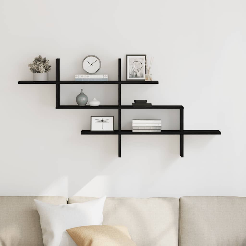 Wall Shelf Black Oak Look 124.5 x 18 x 60.5 cm Engineered Wood