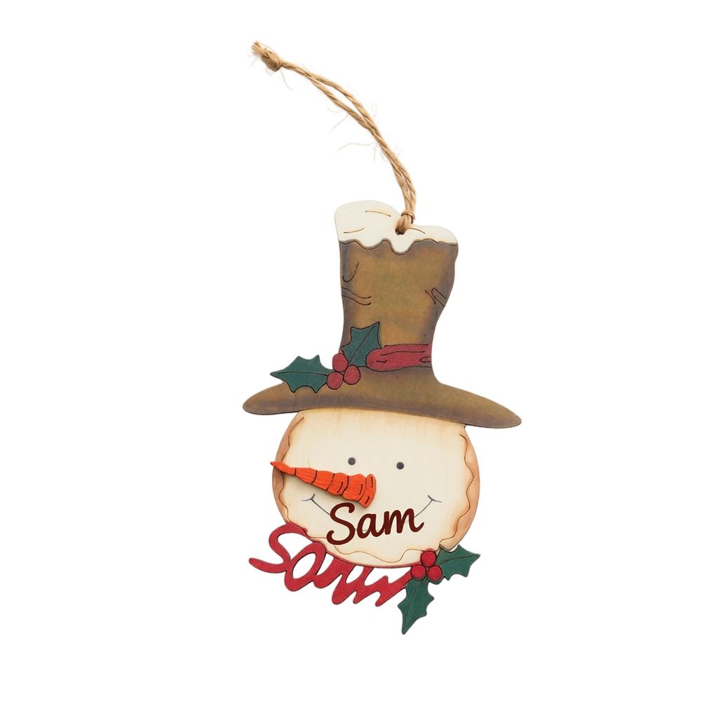 12 Pack Wooden Christmas Ornaments, Hand-Painted Snowman Hanging Decorations for Christmas Tree