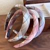 Vintage Plaid Wide Headband for Women - Stylish, Versatile, and Girlish Design
