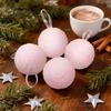 4Pcs Pink Christmas Balls Ornament Large Shatterproof Foam White Pink Stripe Hanging Ball Xmas Holiday Wedding Party Decoration