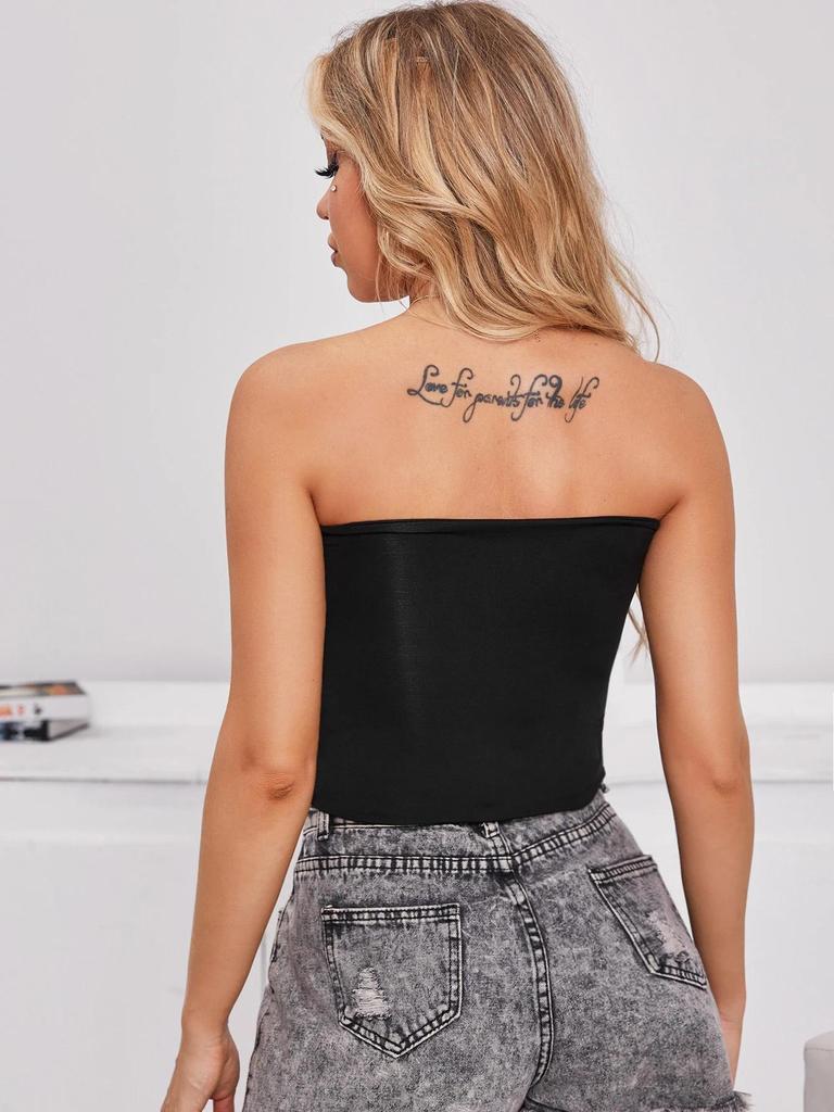 Straplez Tank Top Düz Renk CropTops Kadın Yaz Camiş Rahat Kaşkorse Moda Tüp Kadın Kolsuz Kırpılmış Y2K Giysileri