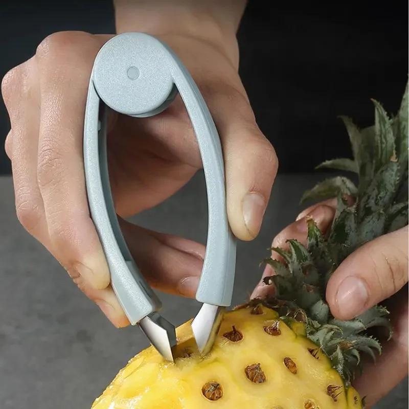 Pineapple Eye Peeler Stainless Steel Cutter Practical Seed Remover Clip Home Kitchen Strawberry Tomato Fruits Pedicle Remover