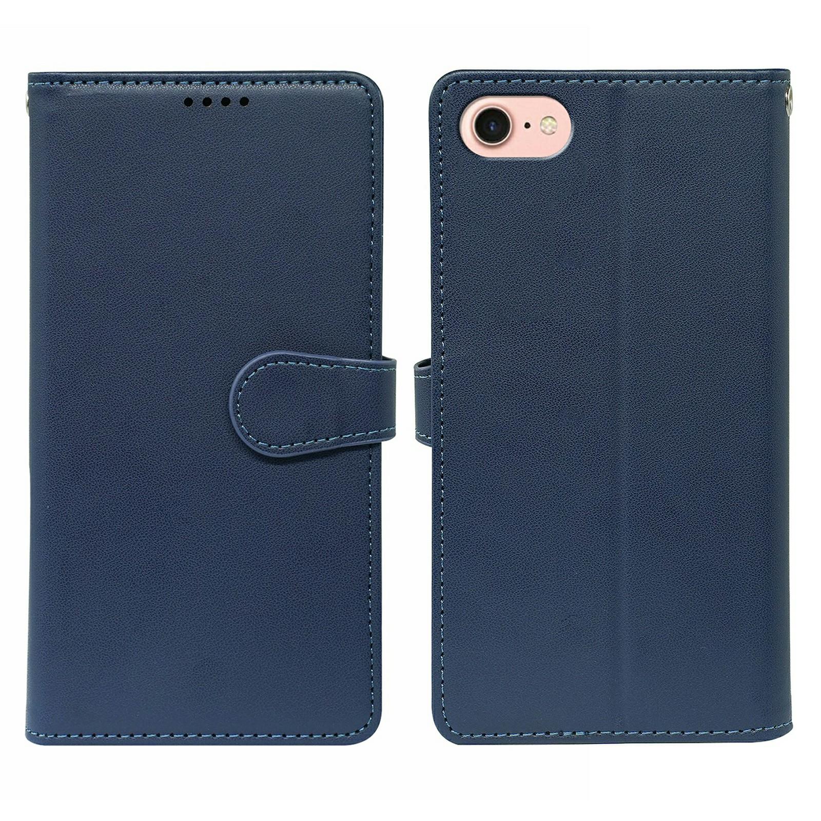 

For iPhone 16e Case with 9 Card Slots PU Leather Stand Phone Cover Blue