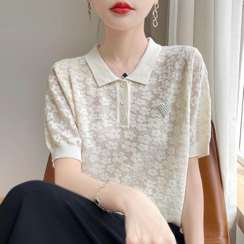 POLO Sweater Tennis Short-sleeved Summer Women's Thin Versatile Age-reducing Casual Top