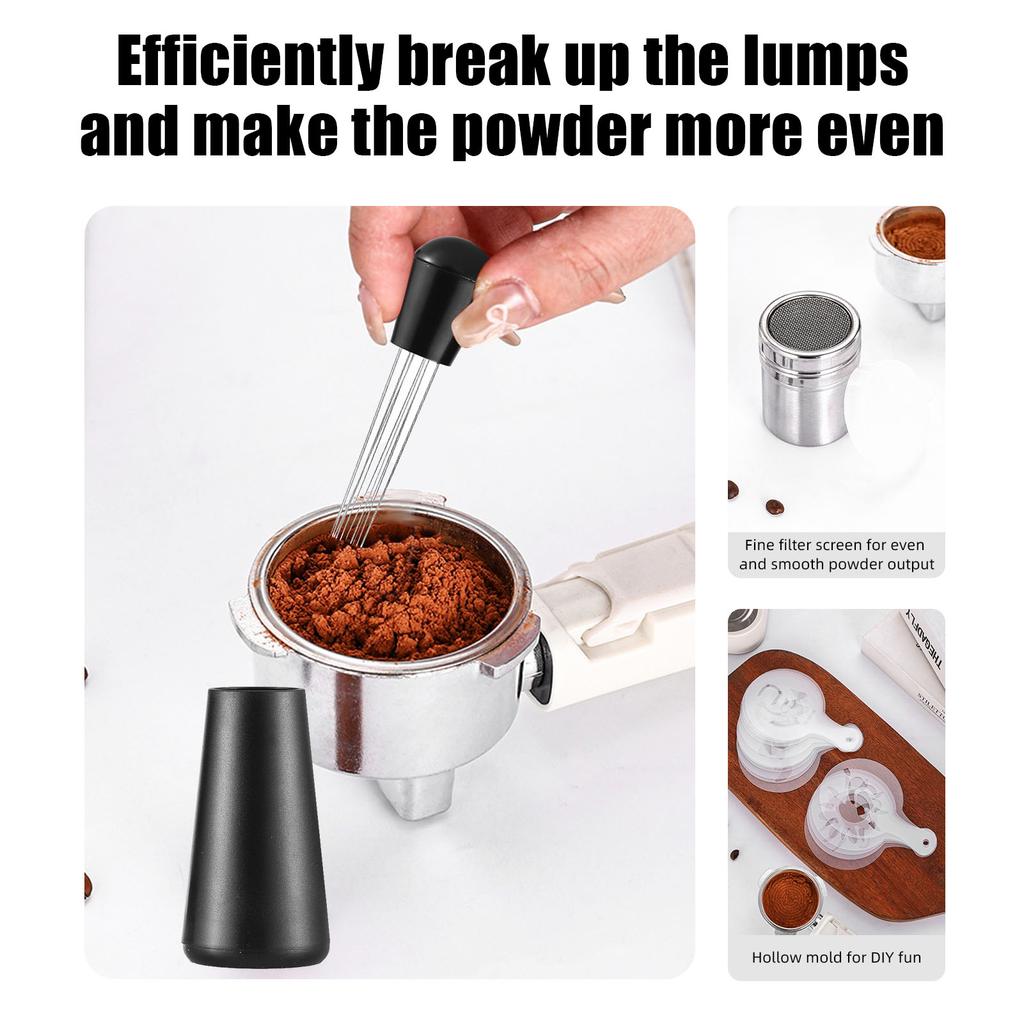23pcs Coffee Art Set 12oz 350ml Stainless Steel Milk Frothing Pitcher with Scale 16pcs Coffee Decorating Stencils 12