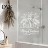 Durable Window Film for Parties Christmas Bell Sticker, PVC Decals with Snowflake Bow Patterns Holiday Glass Home Decoration, Waterproof Removable