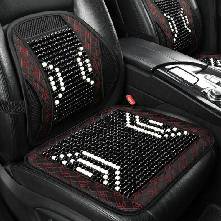 Cooling Seat Pad Back Cushion Car Accessory Ventilated Beaded Seat Cover Vehicle Chair Lumbar Back Brace Support Cushion