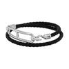 Hermes Roulis Double Circle Woven Bracelet Silver Buckle Calfskin Women bracelet Black H071727FP89-T1