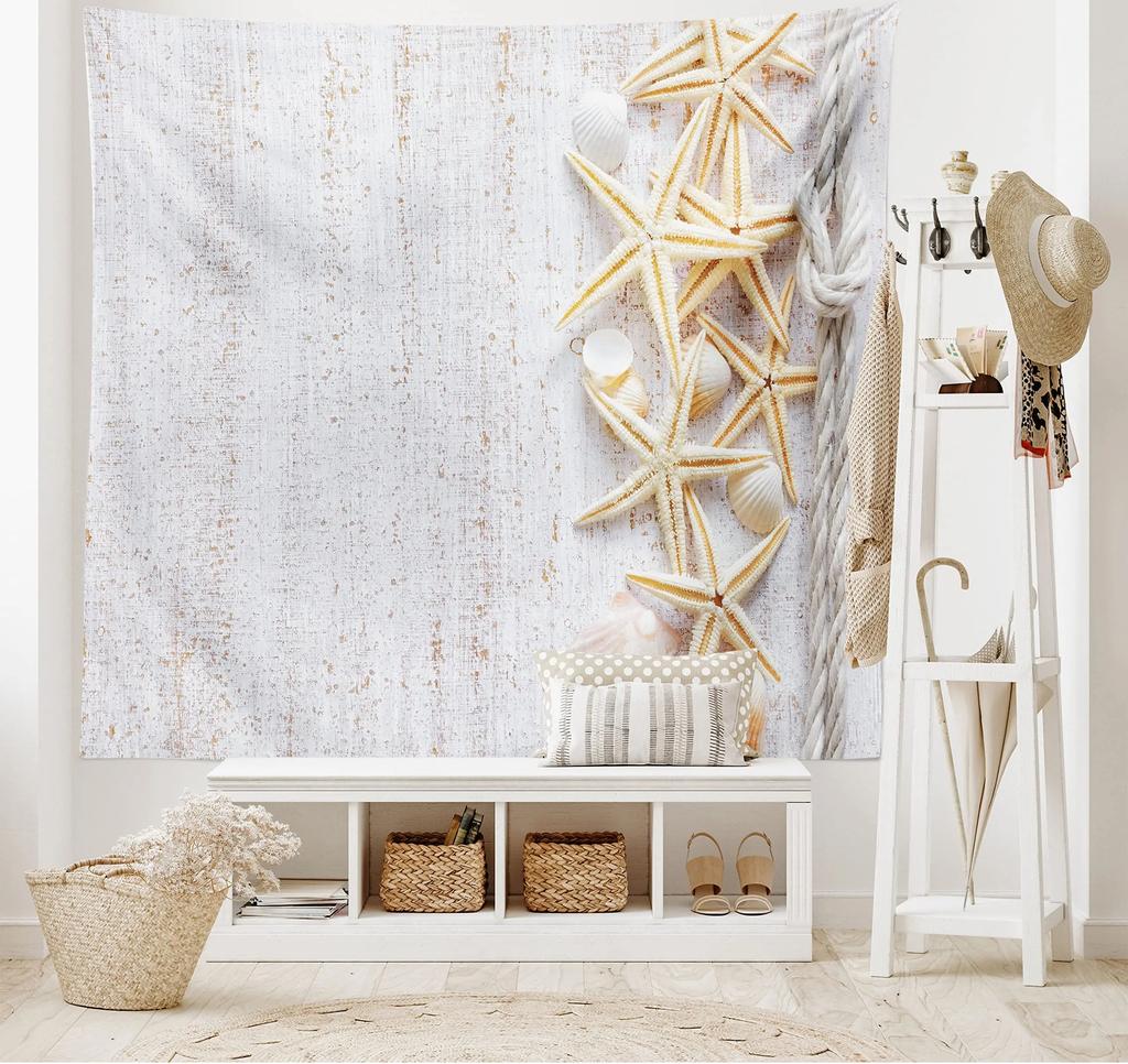 Starfish Seashells Tapestry Sea Creatures Tapestry Beach Blue Ocean Tapestry Wall Hanging Bedroom Living Room Dorm Decoration