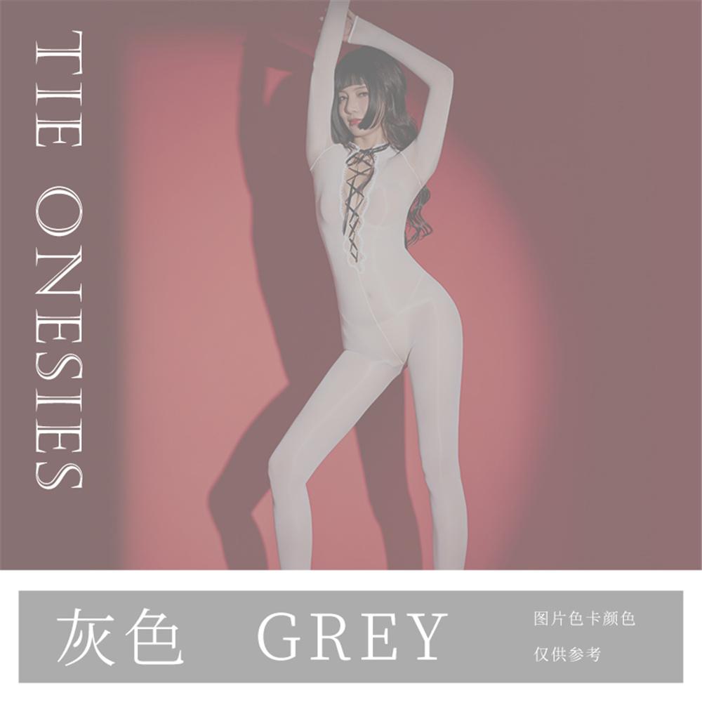 Sexy Women Cosplay Maid Tight Oil Glossy Elastic Bodysuit Stain Sheer See Through Silky Yoga Jumpsuit Bandage Hollow Out Leotard