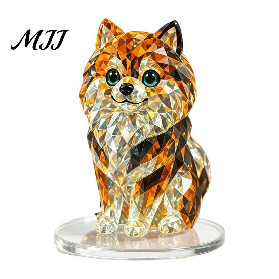 Modern Retro Interior Styling Geometric Faux Crystal Animal Sculpture, Sparkling Acrylic Cat/Owl/Eagle/Dog Statue, Exquisite Sculpture Gifts