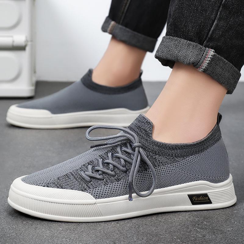 Shoes men's summer new casual breathable men's shoes one pedal middle-aged and elderly father shoes Korean version flying woven mesh shoes men