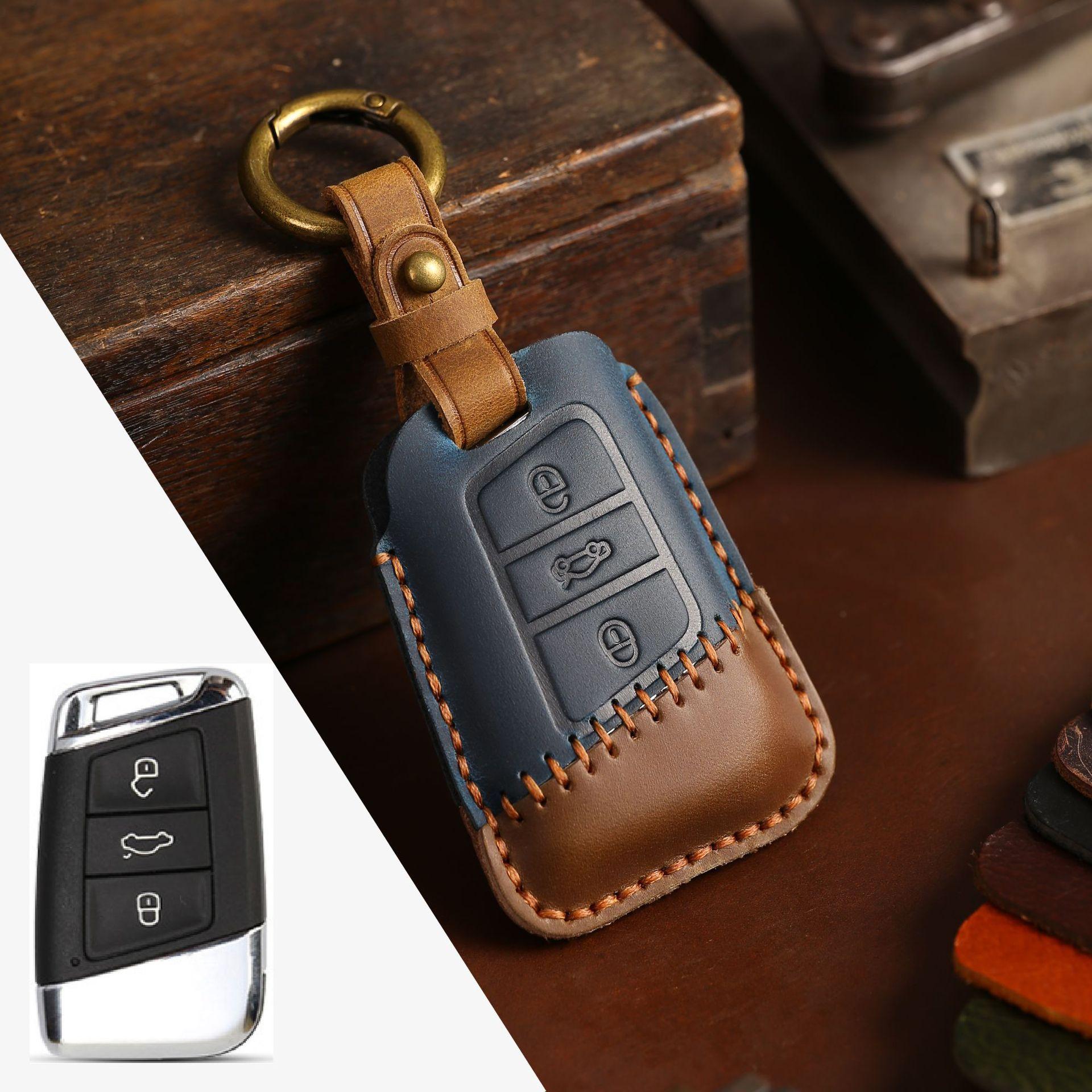 Car Key Fob For Volkswagen Key Case Sagitar Skoda Car Key Shell Cowhide