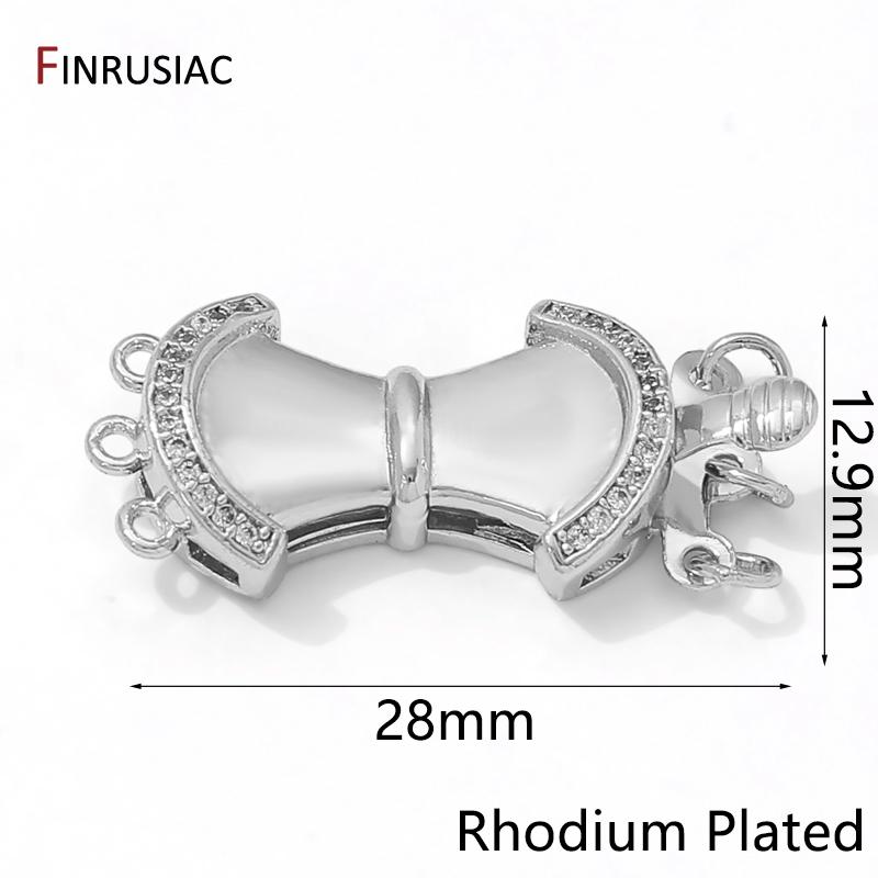 

14K Gold Plated Brass Insert Fasteners Clasps.Inlaid Zircon Layered Clasps With Connectors Ring For DIY Jewelry Making Supplies 1 piece