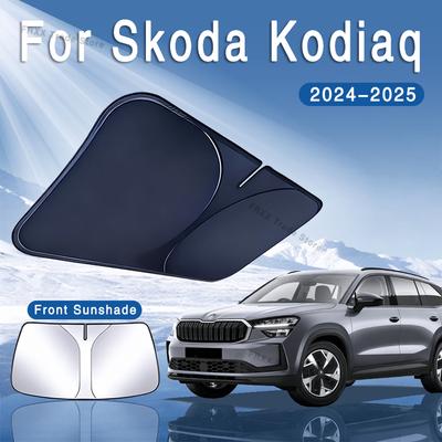 Für Skoda Kodiaq 2024 2025 MK2 Faltbarer Auto-Sonnenschutz Frontscheiben-Sonnenschutz Wärmeisolierung Sommer Kühlung Auto Zubehör