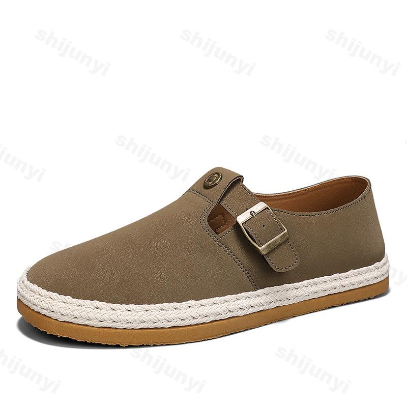 

Мода 2025 Мужская парусиновая обувь Летняя повседневная льняная обувь Слипоны Повседневная обувь для рыбалки Модный тренд Удобная легкая обувь босиком 39 зелёный