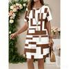 Summer Women's Fashionable Round Neck Short Sleeved Dress, Casual Outdoor Street Wear, Daily Clothing