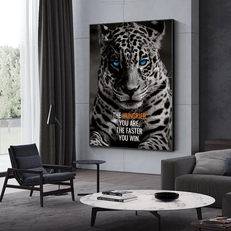 Animals Motivation Quote Art Posters and Prints On Canvas Painting Tiger Dog Wall Art Inspiration Pictures for Office Home Decor