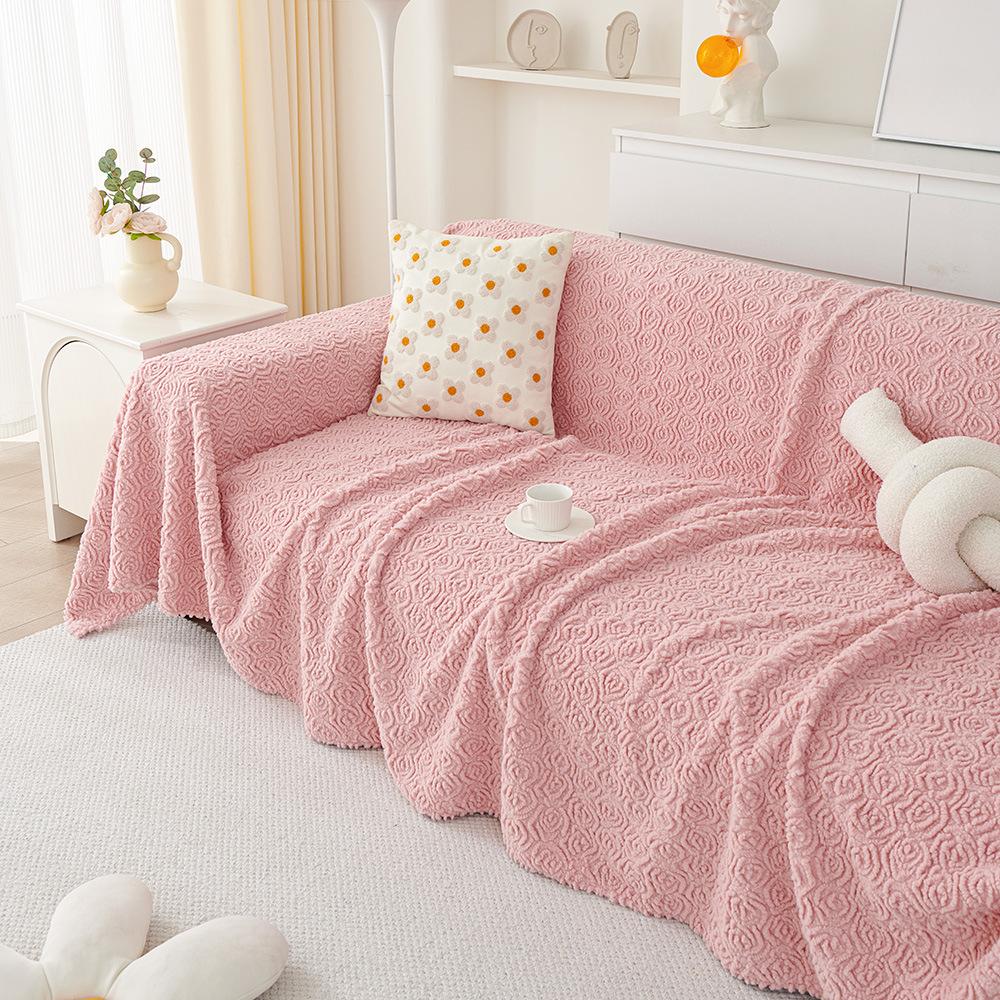 Bunny Cashmere Sofa Cushion Winter Thickened Fleece Cushion Non-Slip Leather Sofa Cover New Cover Towel