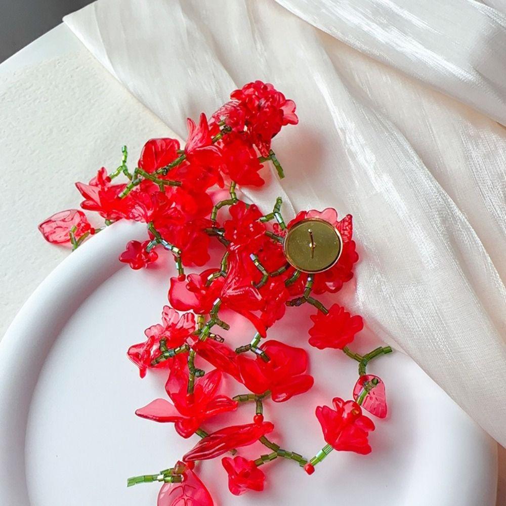 Elegant Long Boho Earrings Exaggerate Big Flowers Floral Earrings Beaded Earrings Party Jewelry