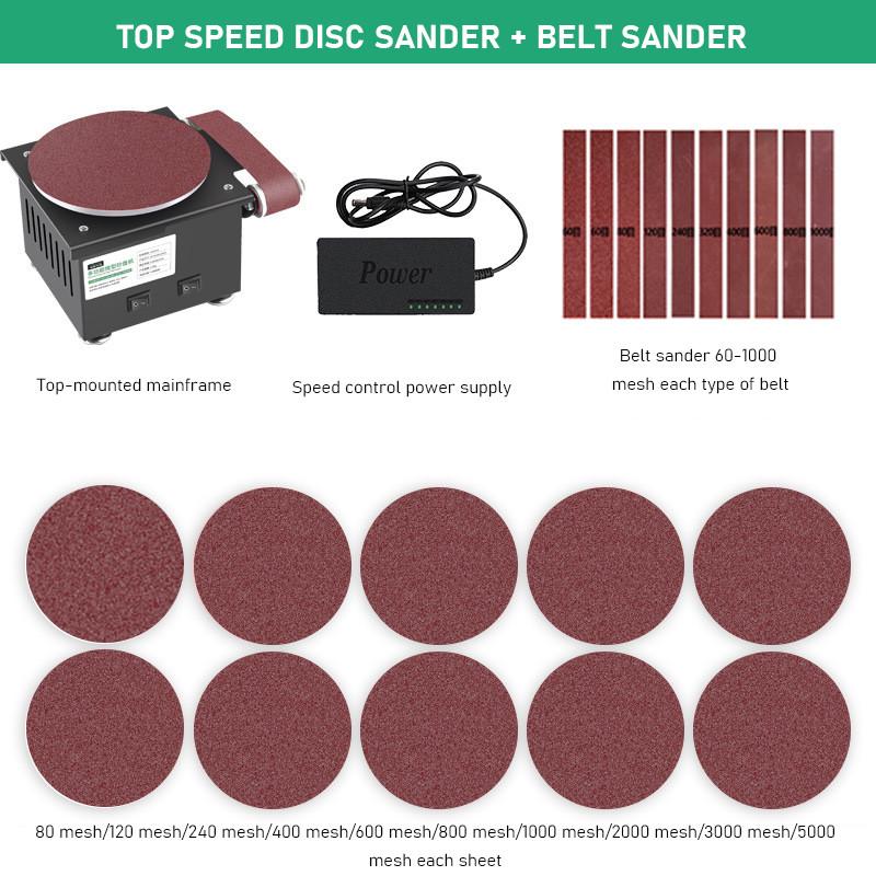 Knife Sharpener Multifunctional Electric Belt Sander Benchtop Grinding Polishing Machine High Speed Sanding Disc Machine