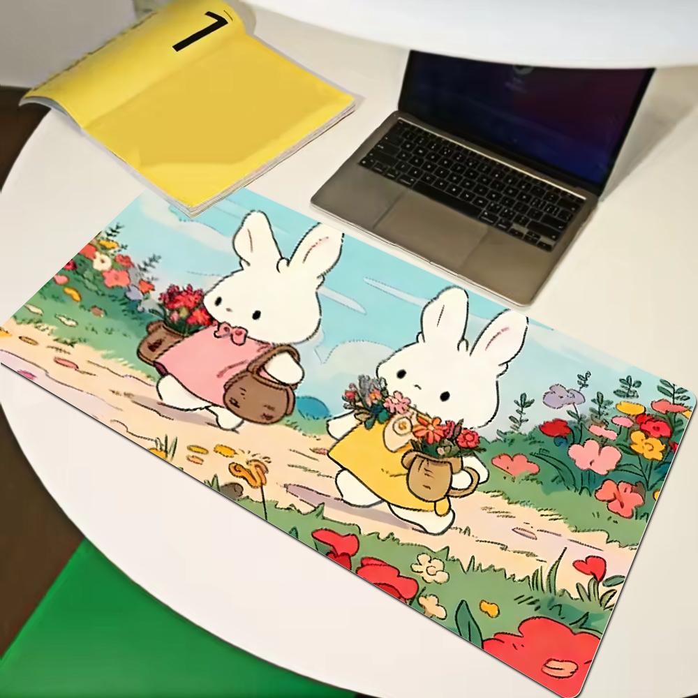 Gaming Keyboardpad Office Soft NonSlip Carpet Rubber Mice Pad New Models Cute Rabbit Pink Anime Mousepad Home Hd Print Xaxc