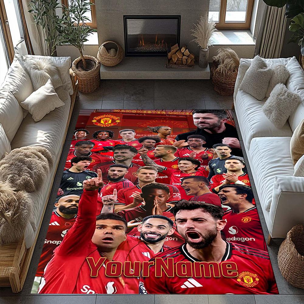 Manchester Customizable Name Carpet Perfect for Entryway Balcony Game Room Hallway Antislip Carpet Decorate Offices Birthday/Christmas Gift