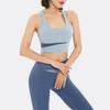 Workout Sets for Women 2 Piece Seamless U Neck Crop High Waist Shorts Color-Blocking Slimming Athletic Gym Yoga Outfits for Yoga Pilates Activewear